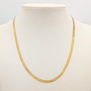 VTG Sterling Silver 925 Gold Vermeil Etched Herringbone Necklace